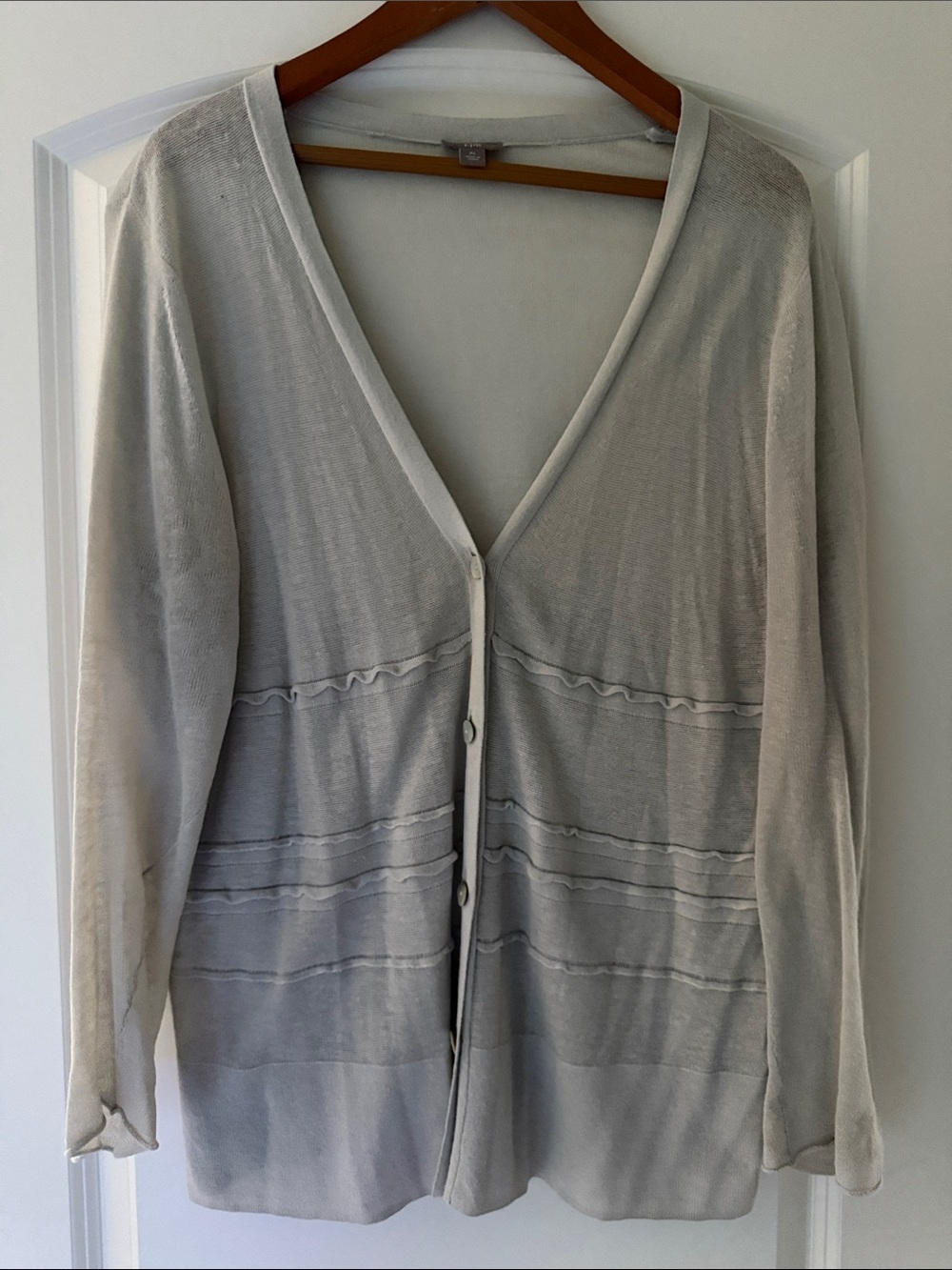 J. Jill Lightweight V-Neck Button Cardigan Sweater - Light Gray